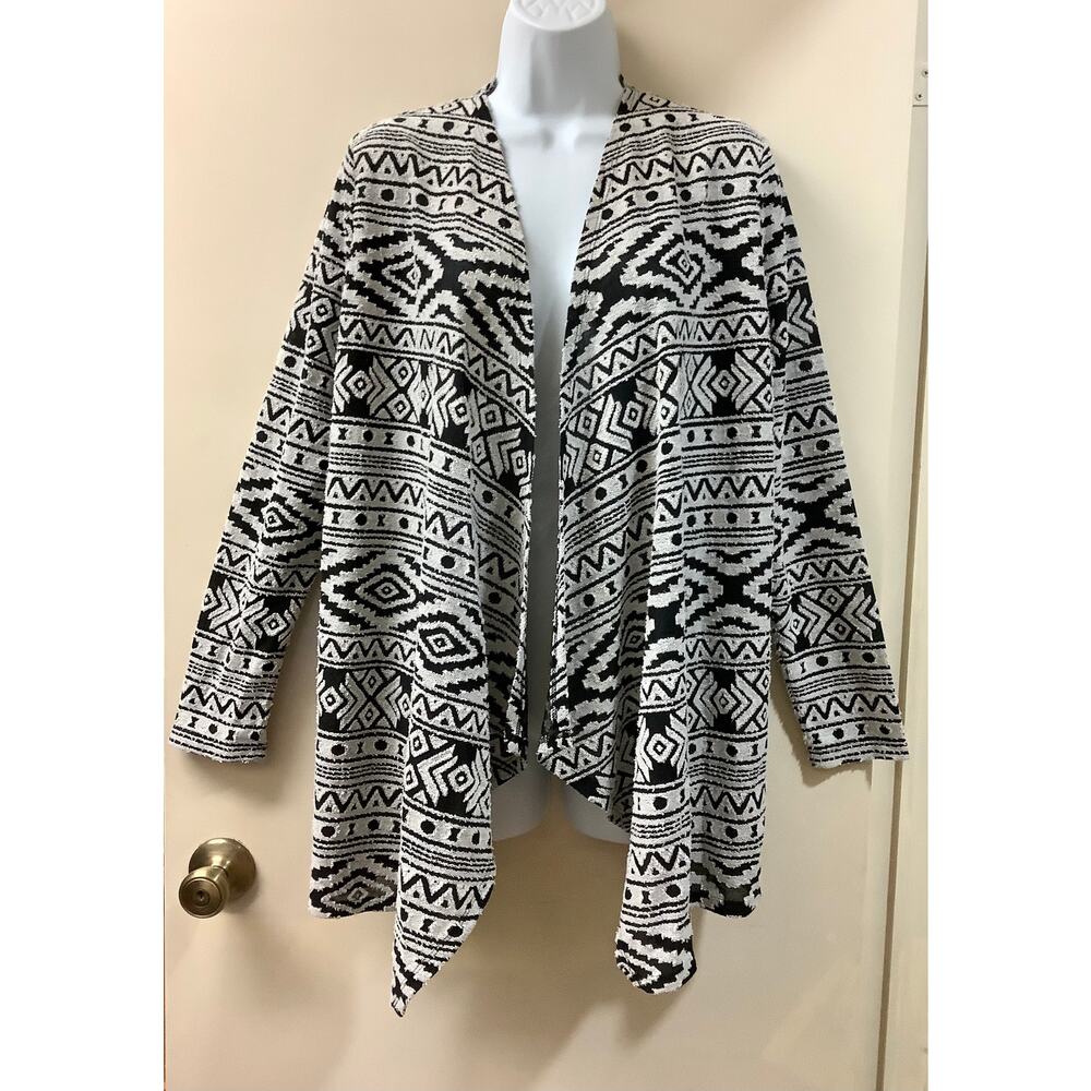 American Eagle Outfitters Womens Open Cardigan Shawl Jacket Black White Sz M